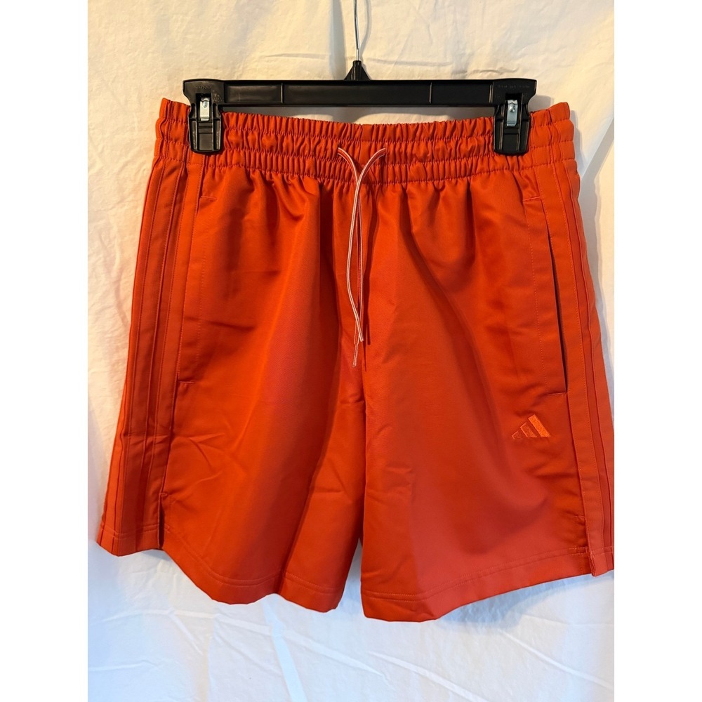 Adidas Mens Orange Athletic Gym Shorts Elastic Waist Drawstring Small NWT